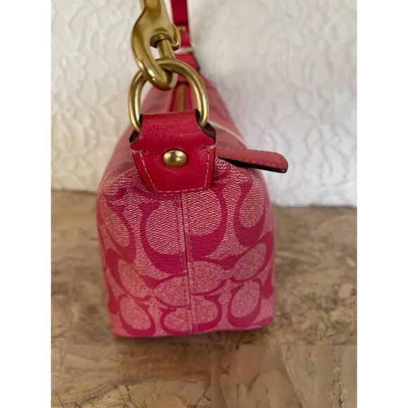 RARE Vtg COACH Pink heritage striped coated canvas Y2K Demi mini bag - Picture 5 of 10